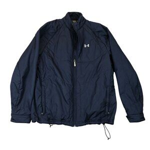 Under Armour Mens Windbreaker Jacket Large Navy Full Zip Outdoors High Neck